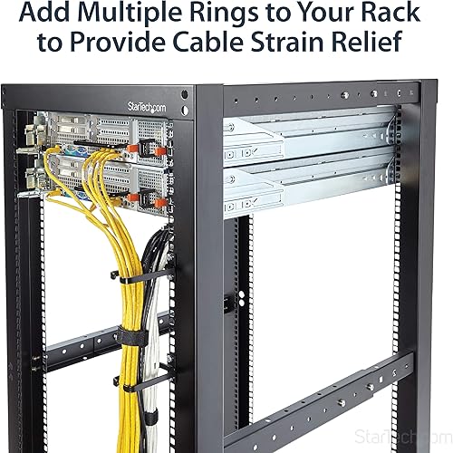 Miniatura 4 de StarTech - CMHOOK1UN .com 1U Vertical 1.8 x 3.9 pulgadas Gestión de cables Gancho en D con apertura flexible - Anillo organizador de cable para