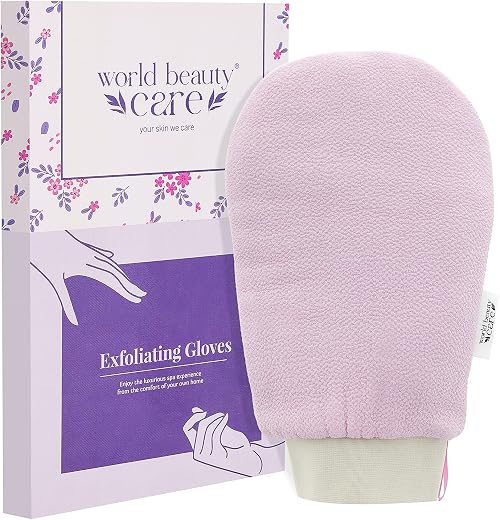 BeautifulMe Moroccan Hammam Exfoliating Kessa Scrub Glove Shower Scrub Gloves Body Facial Tan Massage Mitt (Pink)
