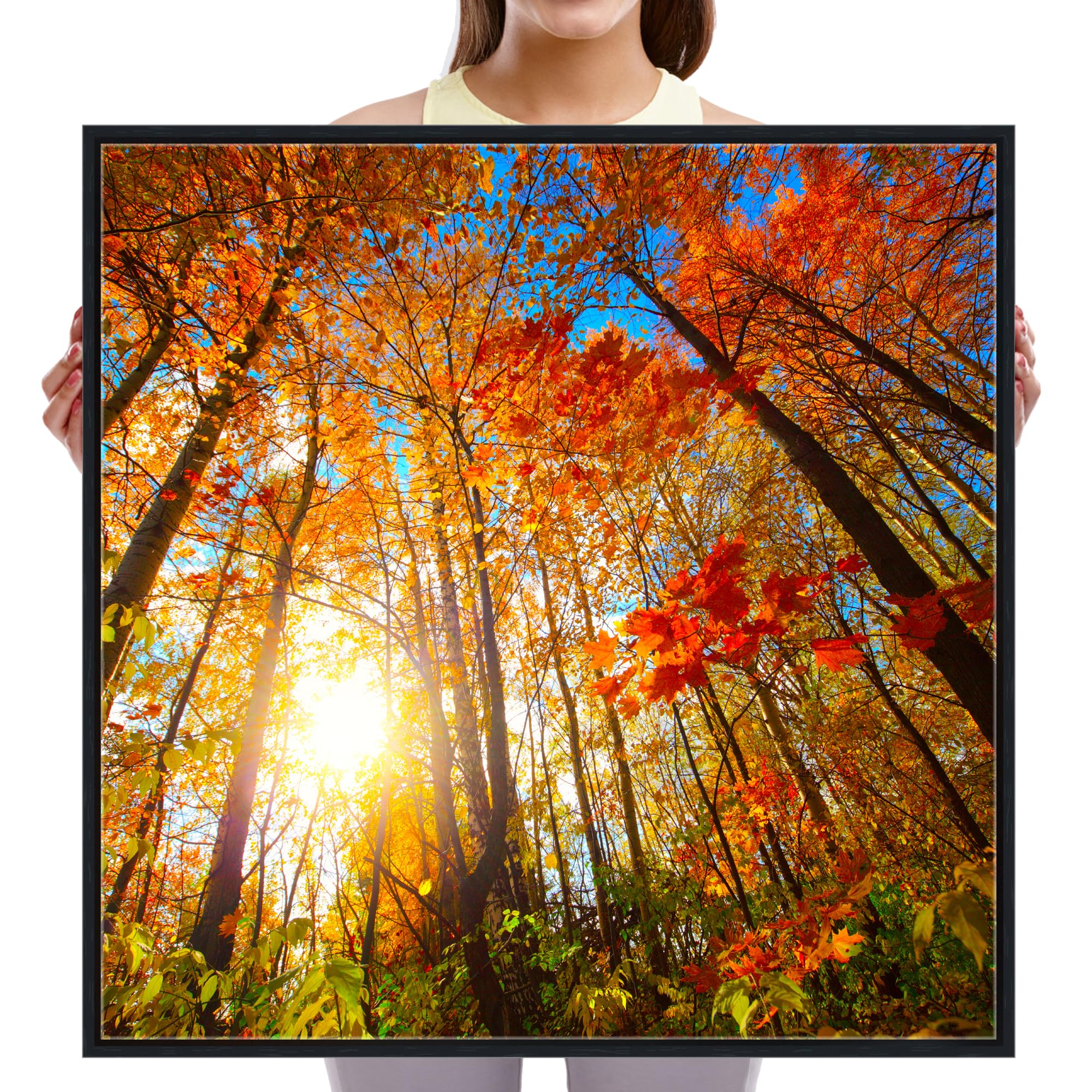 Pyradecor Kunstdruck auf Leinwand, gerahmt, modern, Naturlandschaft, Kunstwerk, letzter Hauch von Sonnenuntergang, Bilder für Wohnzimmer, Schlafzimmer, Heimdekorationen