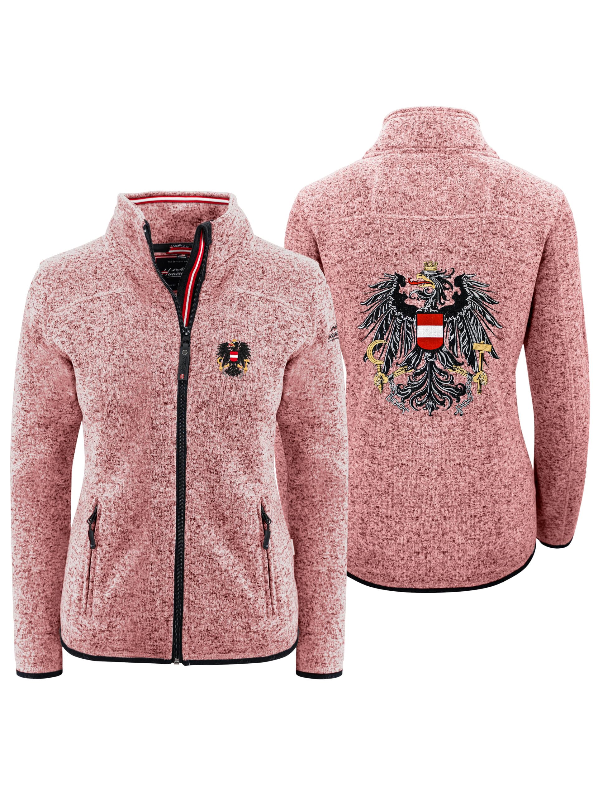 Hoamatkult Österreich Kultjacke ohne Kapuze Damen - das Original - Österreich Adler Strickfleece Jacke - Jacke mit Österreich Adler Stick