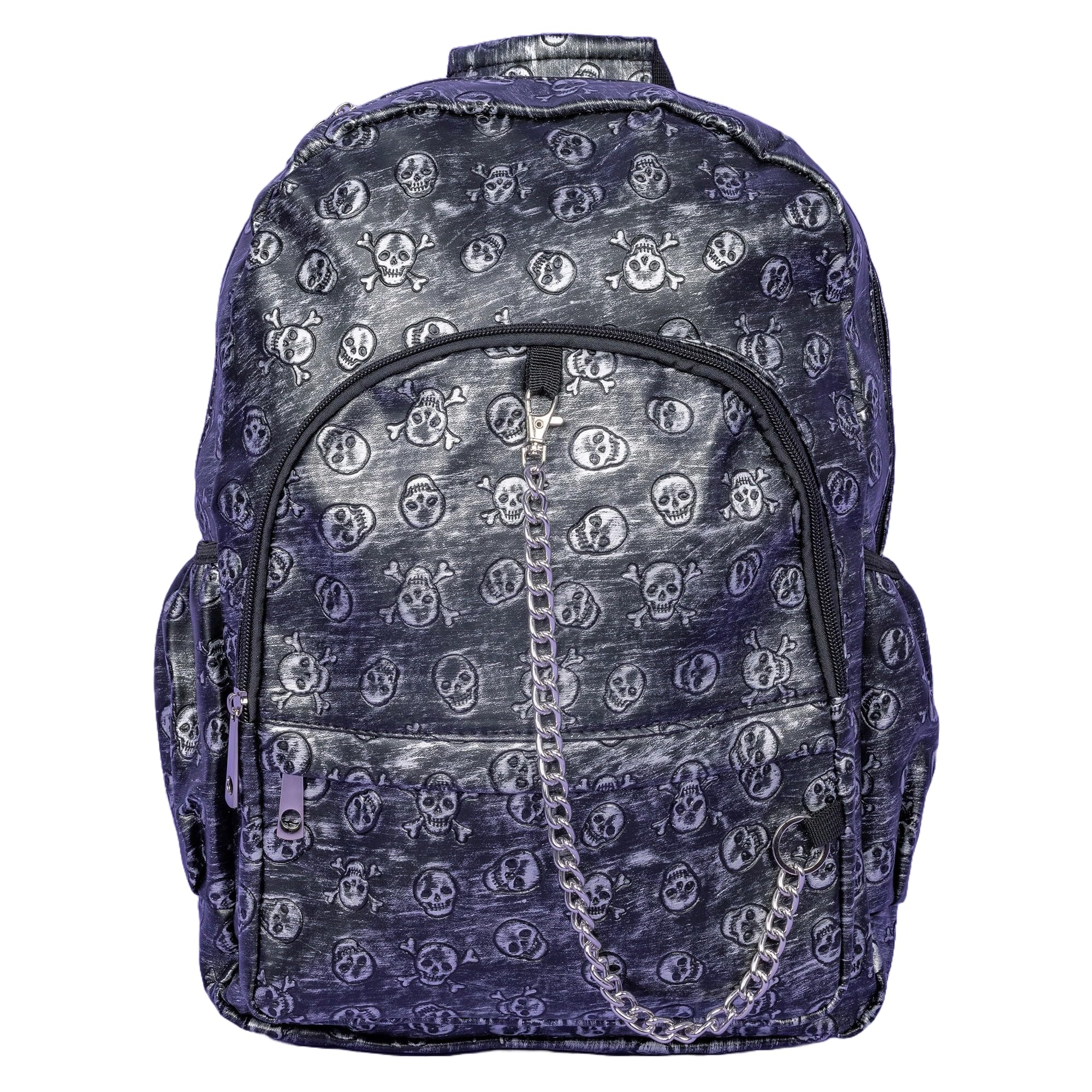 Rustic Skull heads Silver Backpack School College Gothic Goth Skulls Travel Festival Gig Grunge Alternative Splash Proof Laptop Rucksack Bag