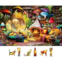 Fantasy Mushroom House Jigsaw Puzzle, 500 Pieces, Cozy Interior Scene with Fireplace