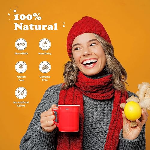 Miniatura 6 de Pocas Honey Ginger Tea - Paquete variado de té instantáneo en polvo, té de cristales de miel de jengibre, sabores originales y cúrcuma, té sin OMG,