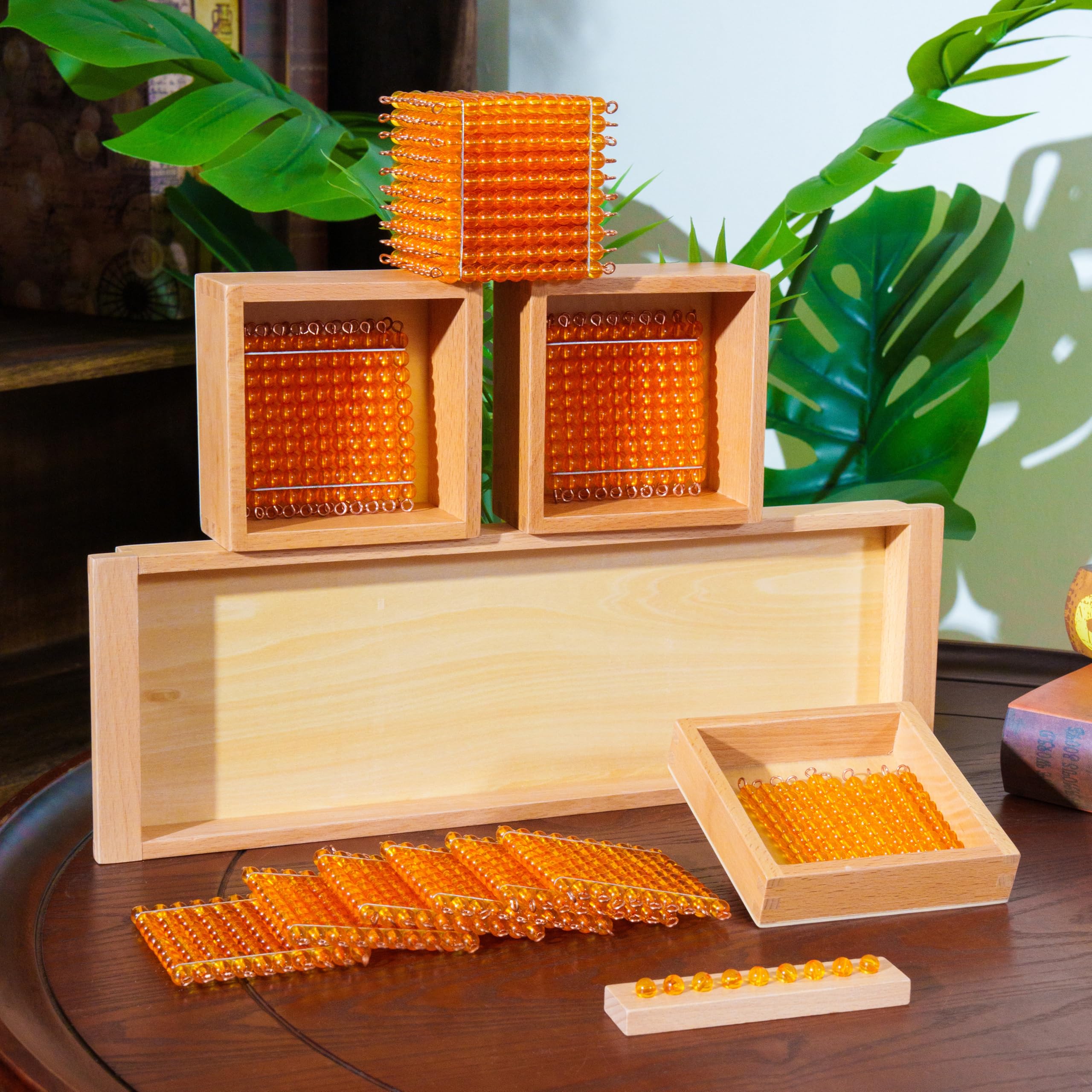 Premium Montessori Mathematik-Set 3 – 12-in-1 Komplettset für 3-12 Jahre mit Stempelspiel, Perlenbrettern, Schlangenspielen & Uhr, Mathe-Material für Homeschool & Klassenzimmer (Math Series Kit 3)