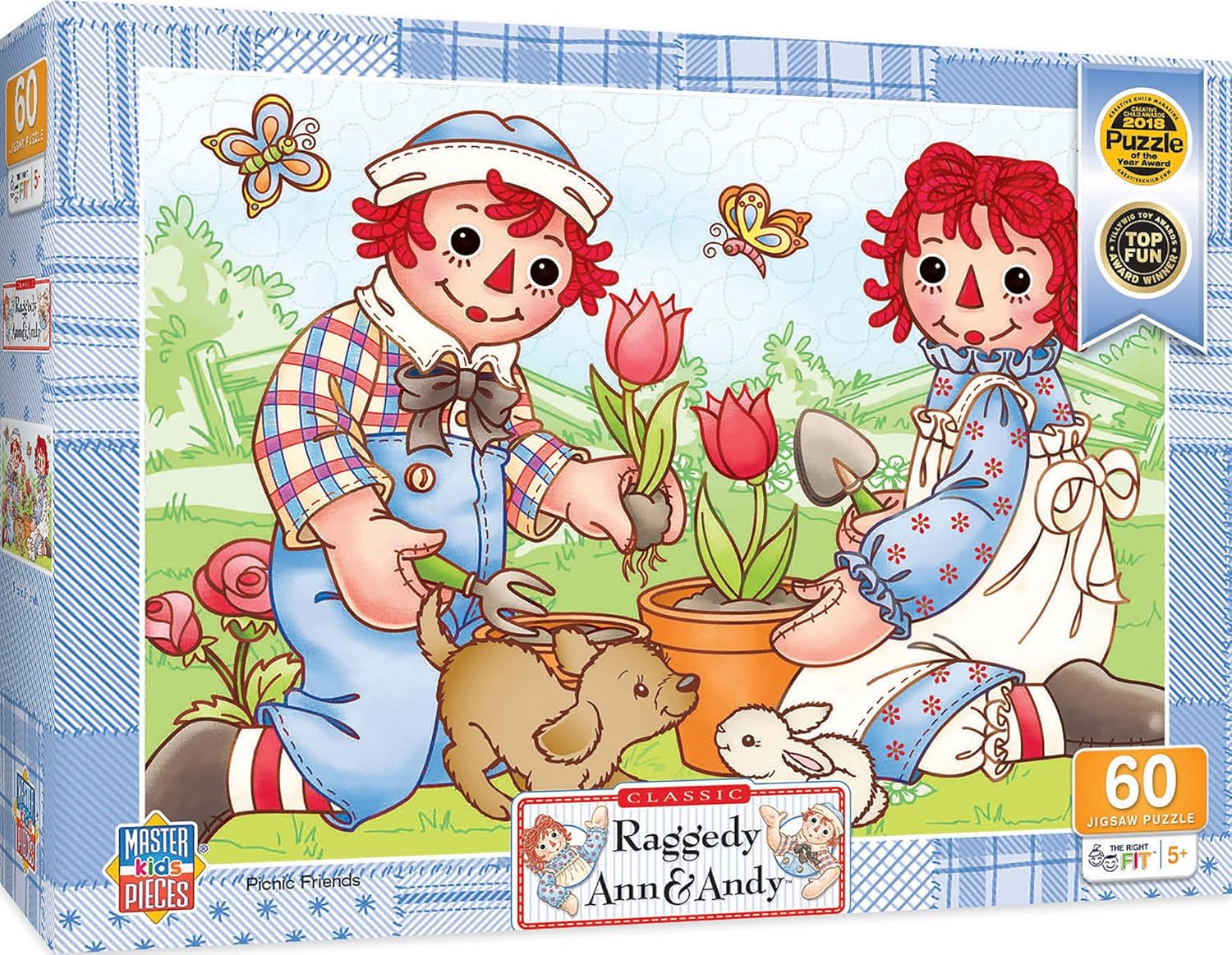 MasterPieces 60 Piece Jigsaw Puzzle for Kids - Raggedy Ann and Andy Best Friends - 14"x19"