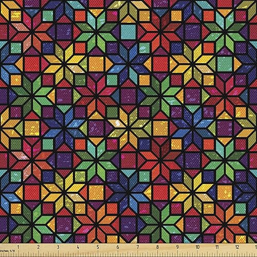 Miniatura 543 de Ambesonne The Yard - Tela de hibisco de flores tropicales en tonos de la vida real, tela decorativa para tapicería, cestas de almacenamiento