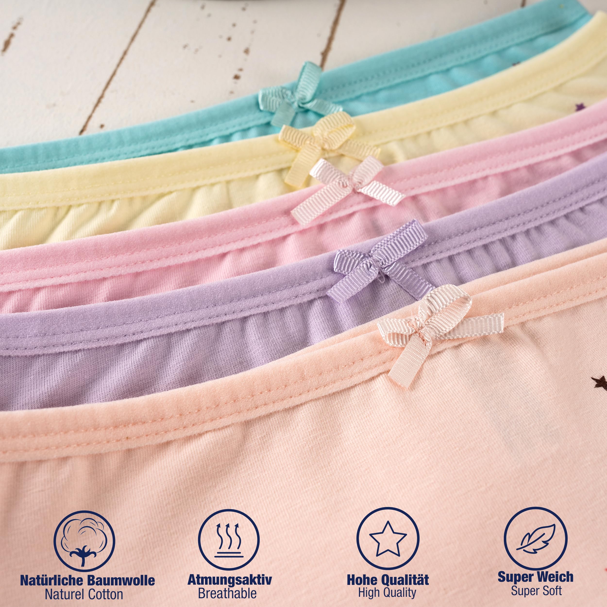 LOREZA ® 10 Mutandine da Bambina in Cotone - Modello Boxer - Stile Hipster - 2-13 Anni