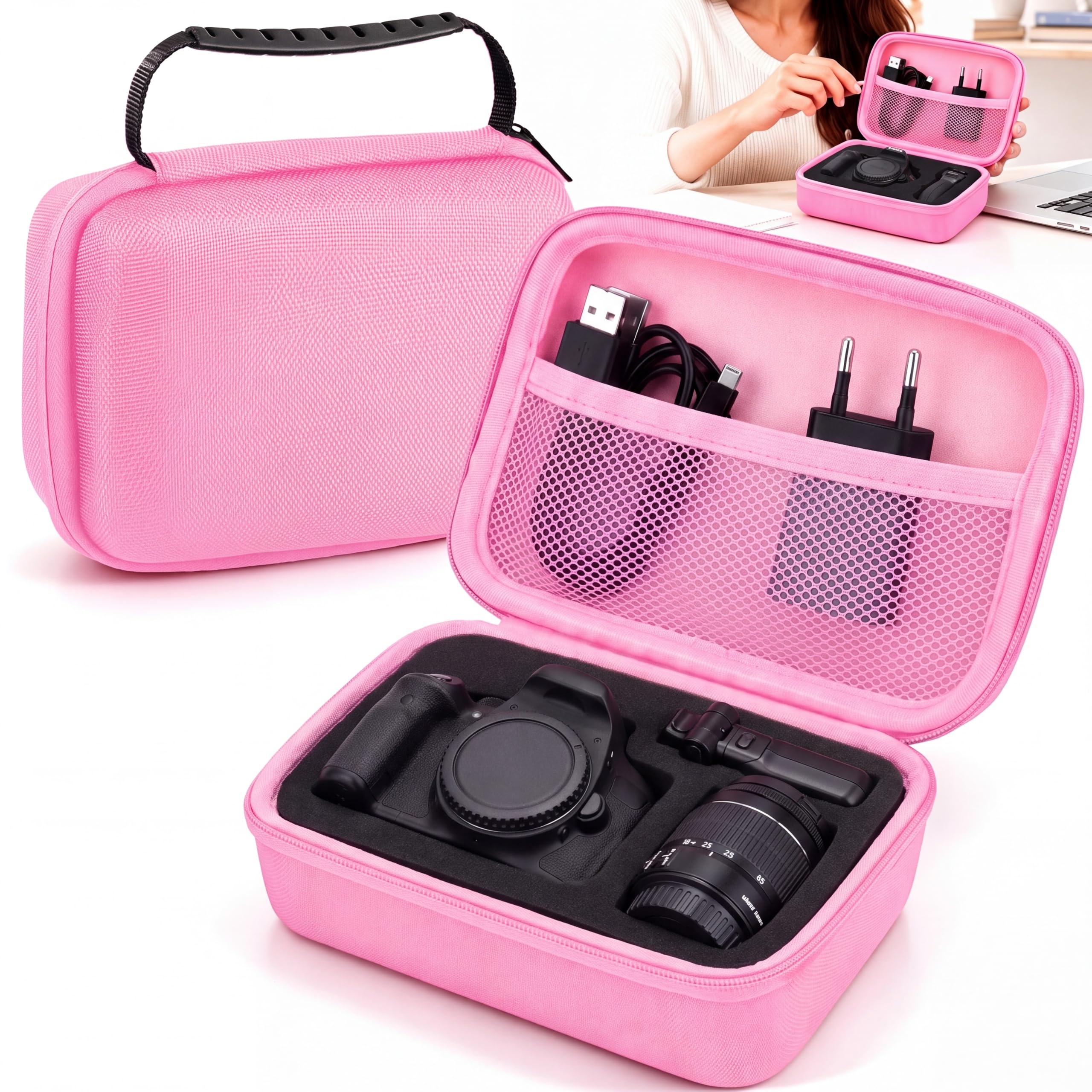 Relaxweex Hard Case with Foam, 7.8 X 6.3 X 3.5 Inch, Pink