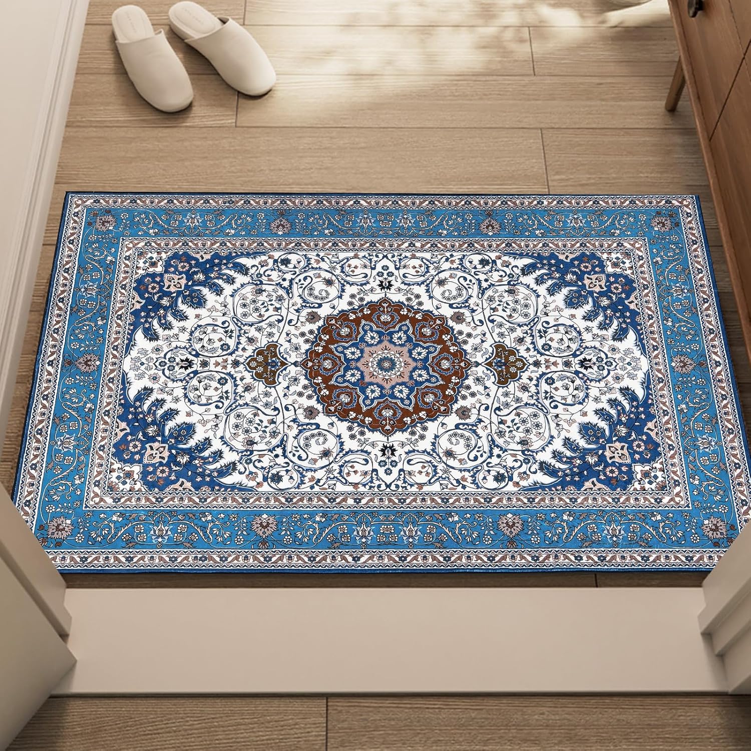 Amazon.com: Dintszyayue Boho Area Rug 2x3 Light Blue Washable Entry Rug ...