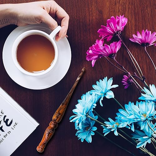 Miniatura 5 de Ommi - Ganchos de ganchillo con mango ergonómico, gancho de ganchillo hecho a mano de 7 pulgadas en espiral naranja y negro, aguja de tejer, tejido