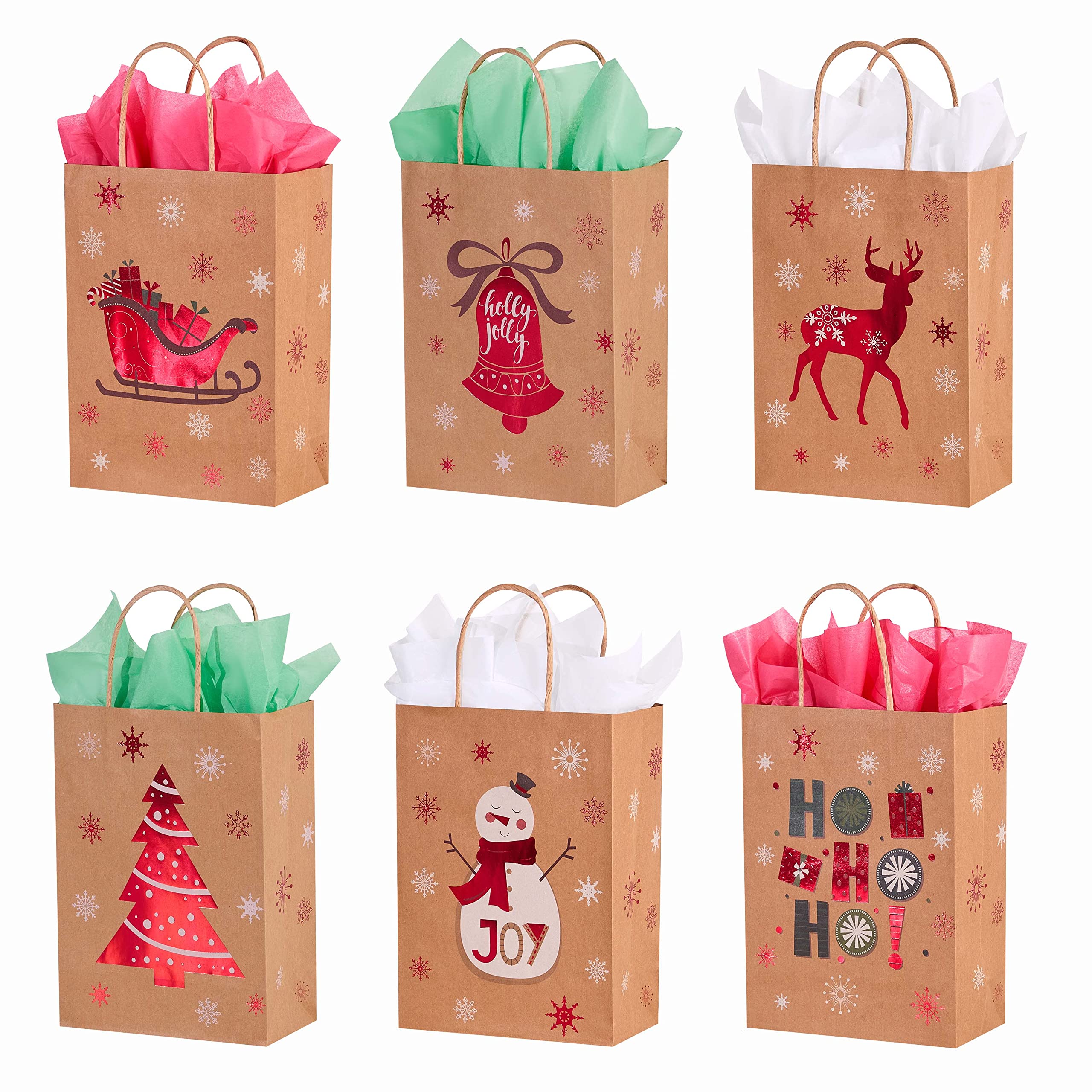Brown Paper Small Christmas Paper Bags Kraft Vintage Christmas