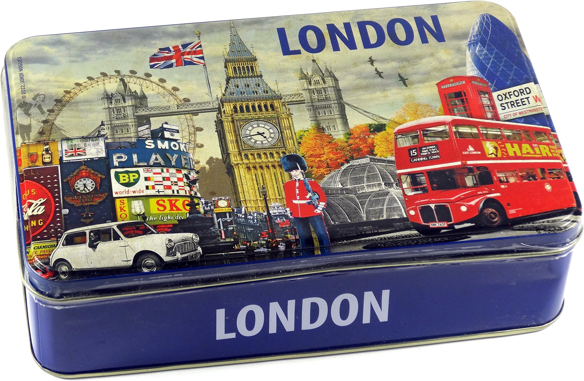 Wafers with Chocolate Coating - 150g of Chocolate Coated Wafers in London Collage Design Tin