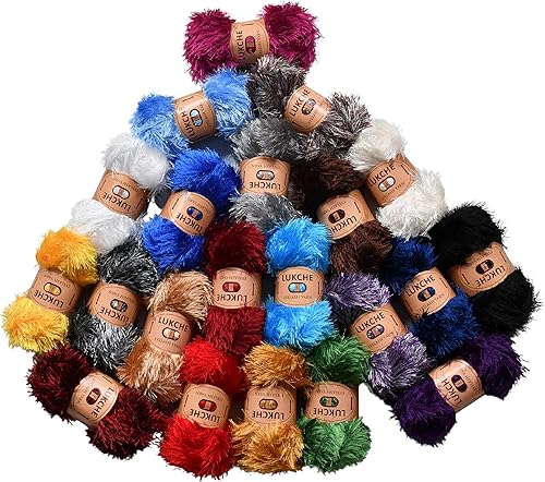 Miniatura 4 de Eyelash Fun Fur Yarn Premium 100% poliéster 164 yardas (150 Mt), 3.53 onzas (100 Gr) hilo de ganchillo colorido DIY tejido a mano (crema, 1 madeja)