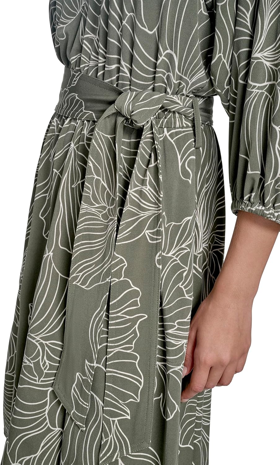 Calvin Klein Women's 3/4 Balloon Sleeve Collared Tie Waist Mini Shirtdress - Image 6