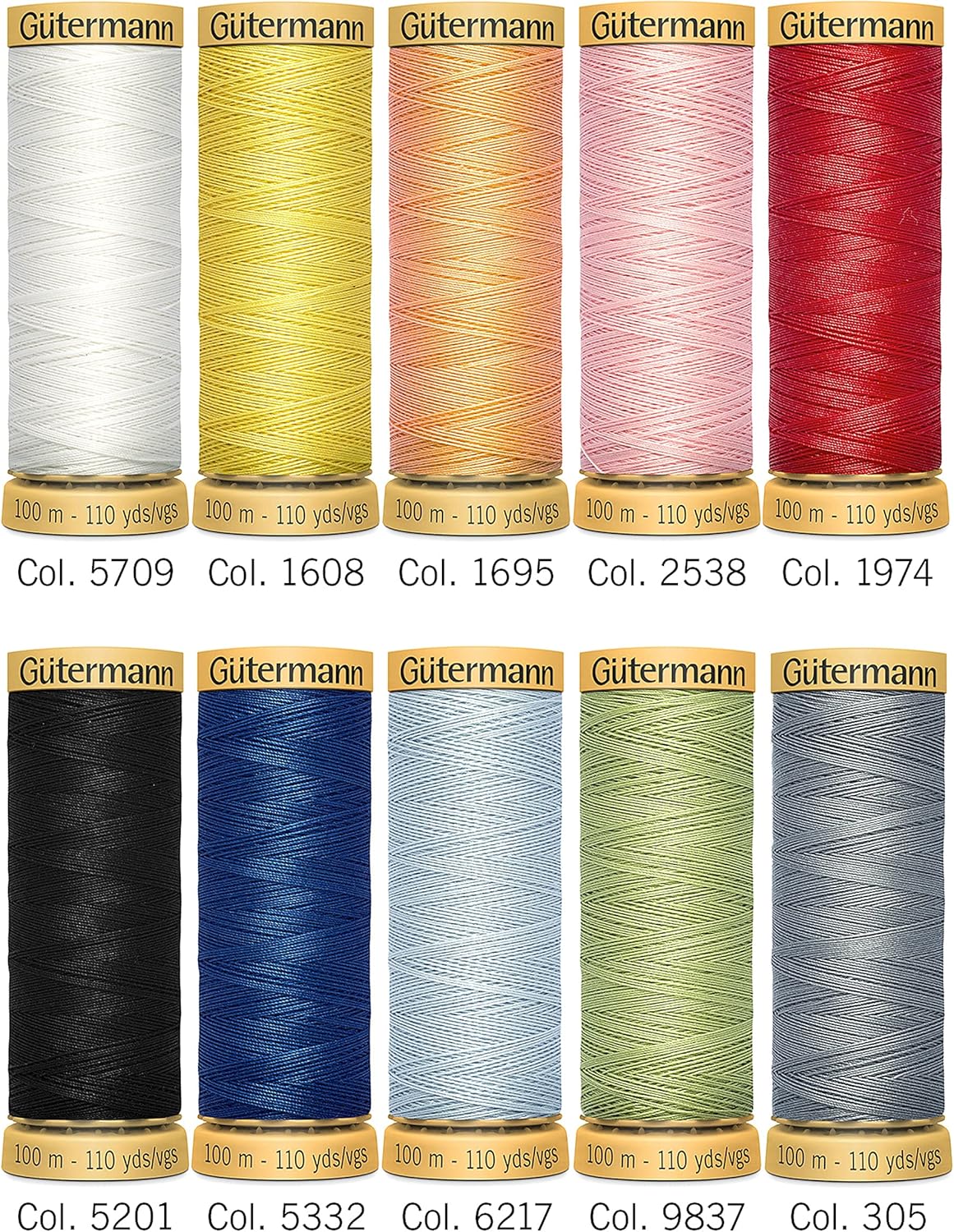 Gutermann 734521-2 Thread Set Natural Cotton 50 100m x 10 reels, Col 1 Assorted : Arts, Crafts & Sewing