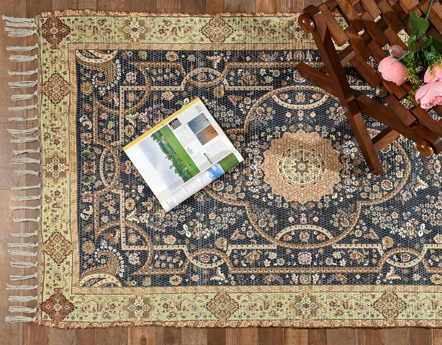 TRENDECOR Printed Handmade Dhurrie 5 x 7 Feet Carpet Rug Runner and Carpets for Living Room/Drawing Room/Bedroom/Home (Design 7) 5x7 ft