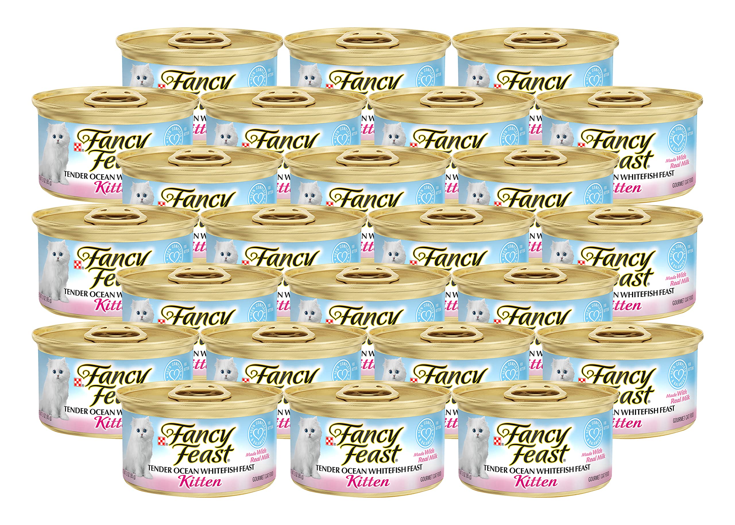 Purina Fancy Feast Tender Wet Kitten Food, Ocean Whitefish Flavor, 3 Ounce, Pack of 24