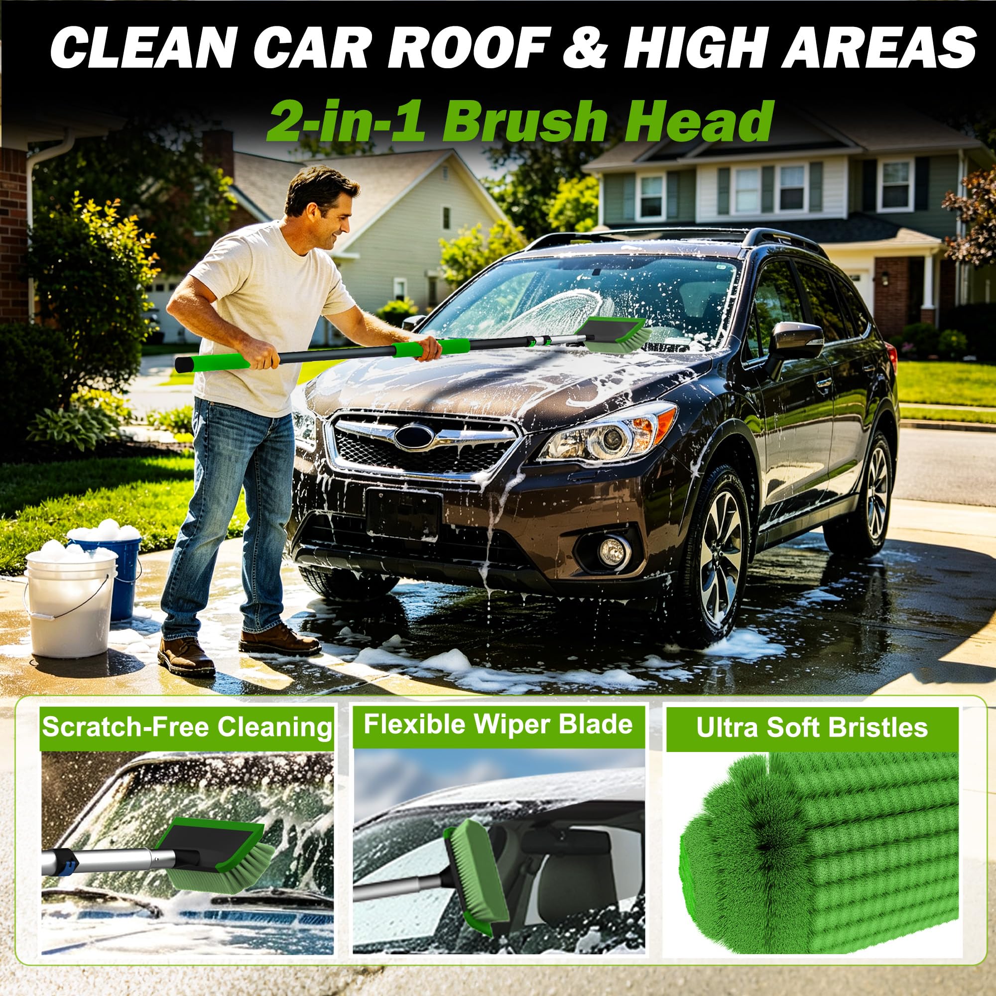 Car Wash Brush Kit - 5-12FT Long Handle -3 Car Wash Brush Kit - 5-12FT Long Handle -3