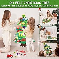 Vista 5 de Onekka Juego de árbol de Navidad de fieltro para bricolaje con 32 adornos para niños, regalos de Navidad, árbol de Navidad para niños pequeños
