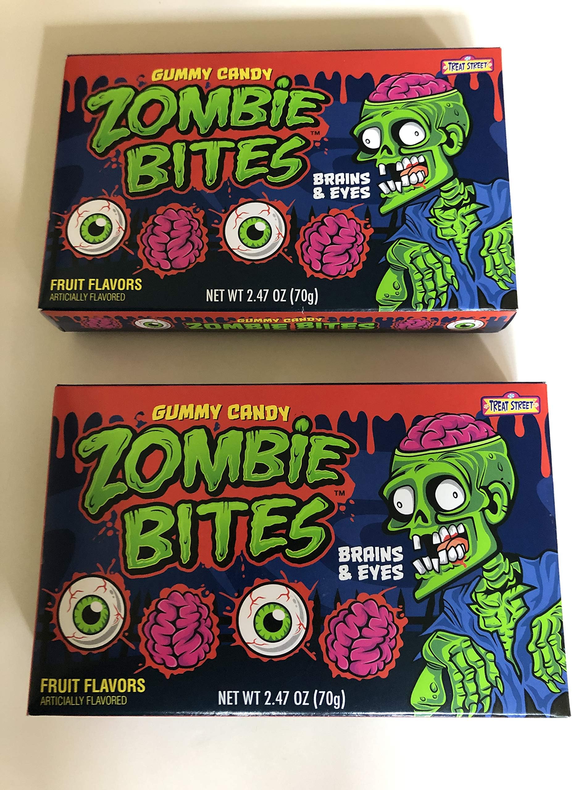 Treat Street Zombie Bites Brains and Eyes Gummy Candy- 2 Boxes