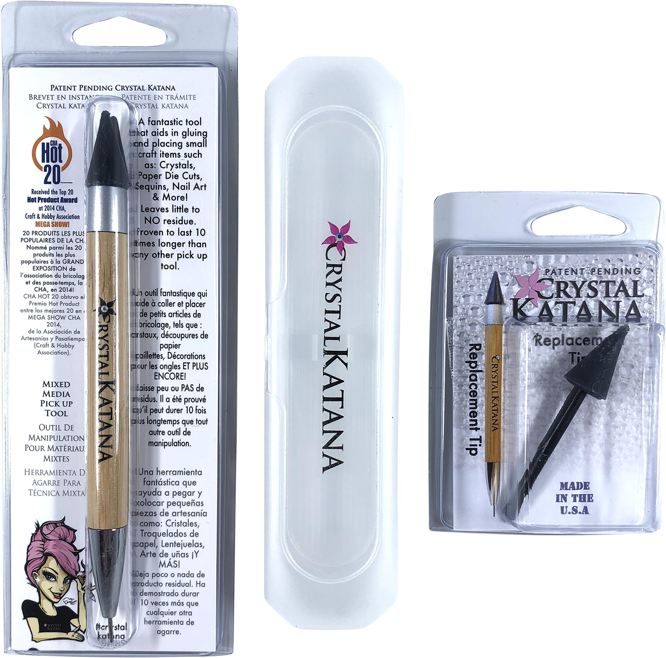 Crystal Katana Rhinestone Applicator Ultimate Kit: Includes Crystal Katana, Replacement Tip, and Storage Case