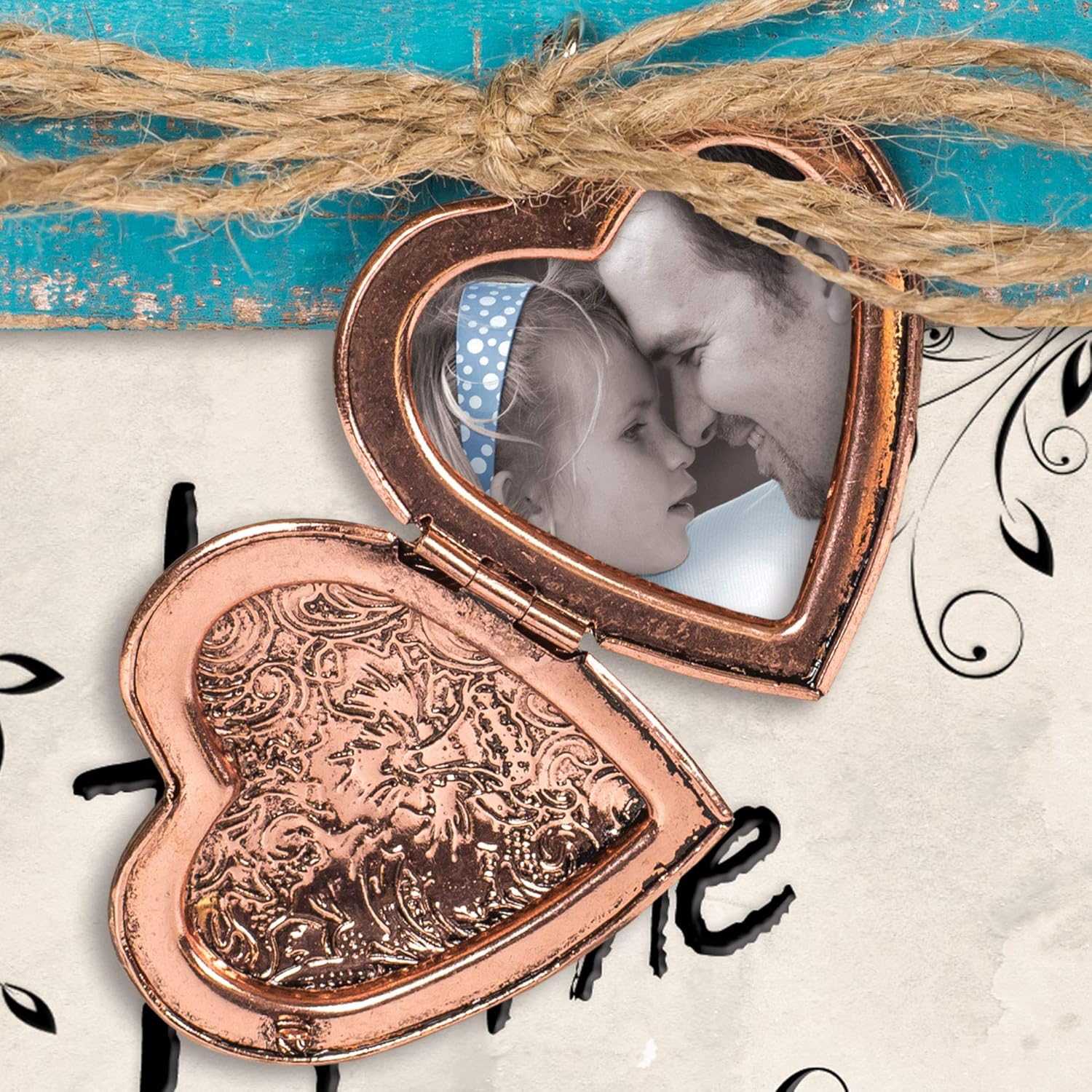 Cottage Garden Be Strong Lord Will Be with You Teal Distressed Locket Easel Back Picture Frame