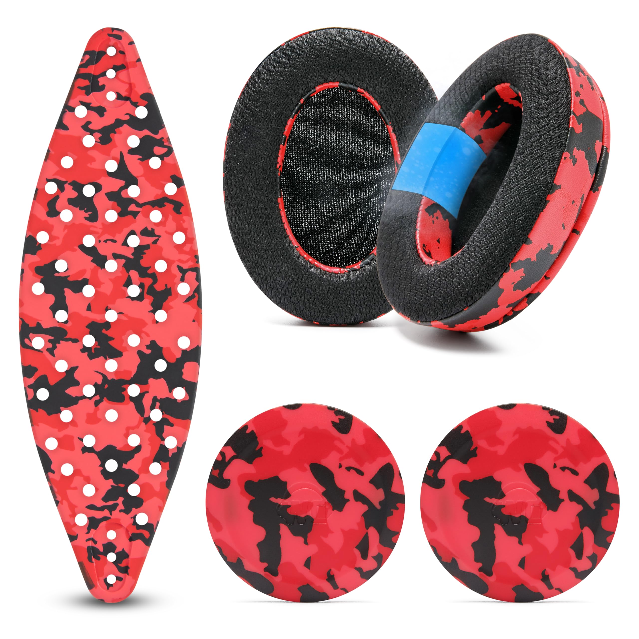 WC Modkit Arctis Nova 7 – Almohadillas de Gel, Diadema Ancha y Placas Laterales compatibles con Arctis Nova 7, 5, Pro Wired y más, Fabricados por Wicked Cushions | Red Camo