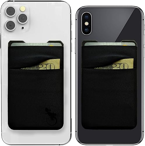 Doble bolsillo - Soporte adhesivo para tarjetas - Bolsa para teléfono celular - Bolsillo de licra - Lleva tarjetas de crédito y dinero en efectivo