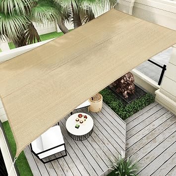 Sun Shade Sail, 6x10 Rectangle 95% UV Block Outdoor Canopy Sand