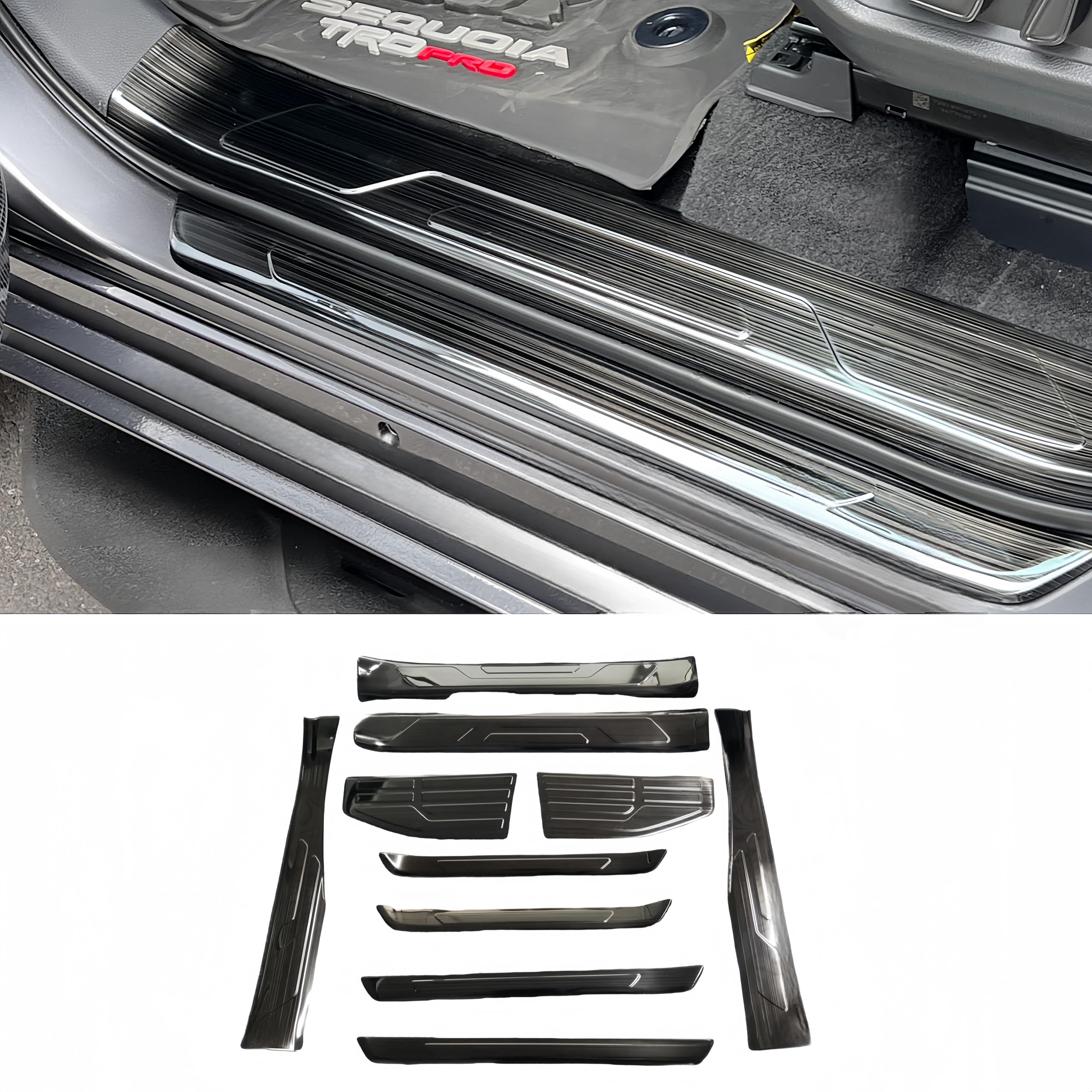 Car Door Sill Protector Stainless Steel for 2023 2024 Toyota Sequoia Accessories Door Sill Scratch Protection Interior Upgrade