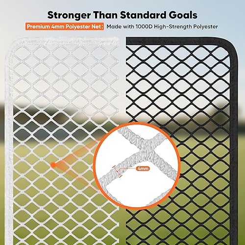 Miniatura 3 de Red de lacrosse portátil para portería plegable para patio trasero para objetivos de 6 x 6 x 7 pies, tamaño oficial, resistente, 0.157 in, tratada