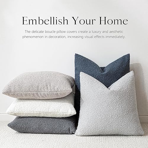 Miniatura 6 de Foindtower - Paquete de 2 fundas de almohada con textura de rizo, fundas de almohada sólidas, acogedoras, decorativas, tejidas, para silla, sofá,