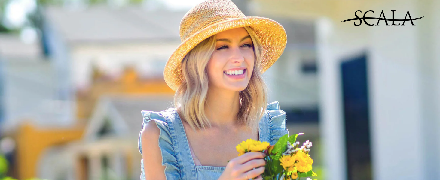 Paper Braid Sun Hat with Dimensional Brim - Scala Women\'s marihoja Paper Braid Down Brim Hat Scala Women main image 2