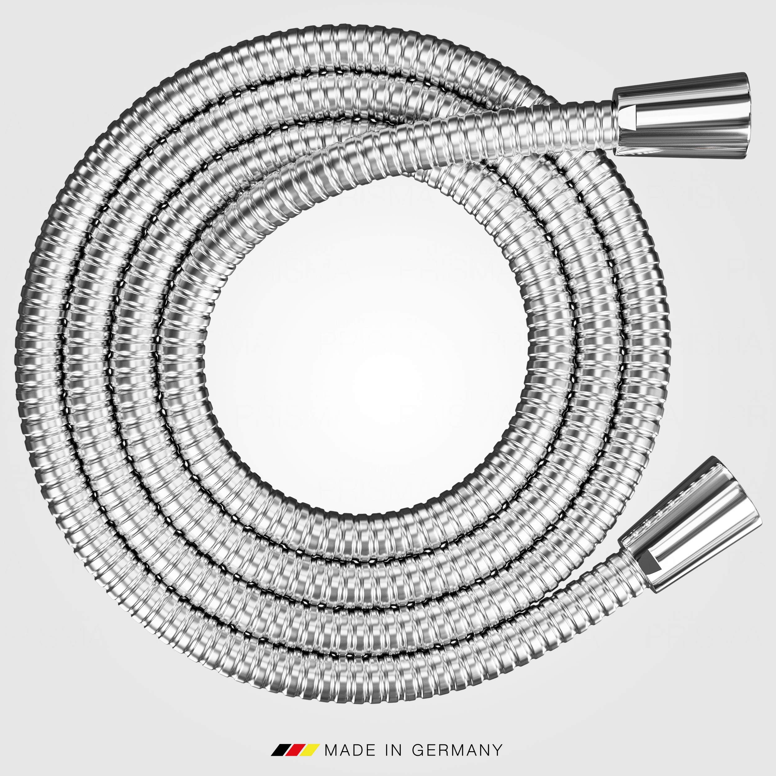 PRISMA Wąż prysznicowy 125 cm ze stali nierdzewnej z podwójną ochroną przed skręcaniem, wąż prysznicowy Made in Germany - bardzo elastyczny, odporny na skręcanie, z zabezpieczeniem przed zagięciem,