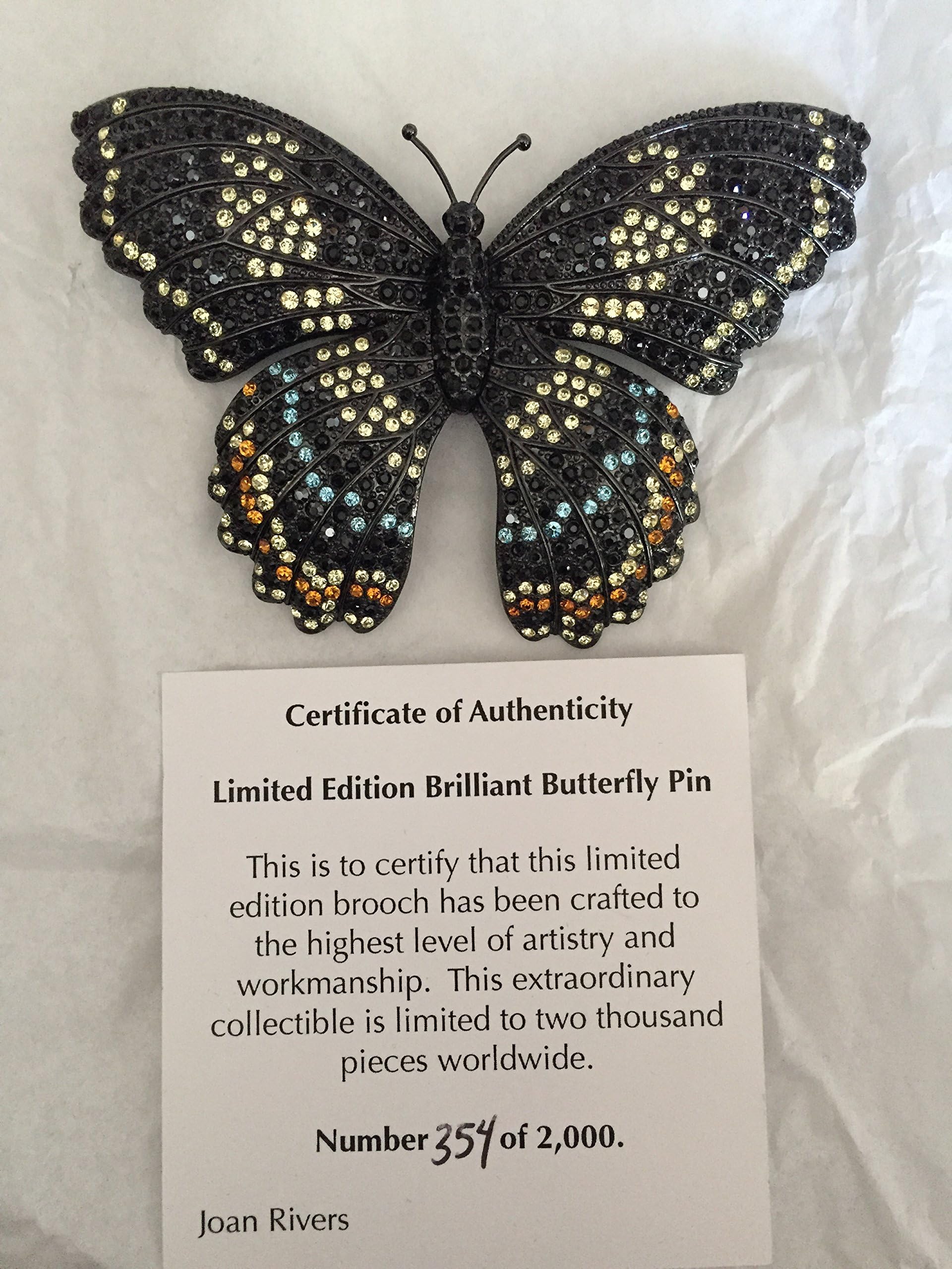 Joan Rivers Black Butterfly Pin Serial # 354/2000