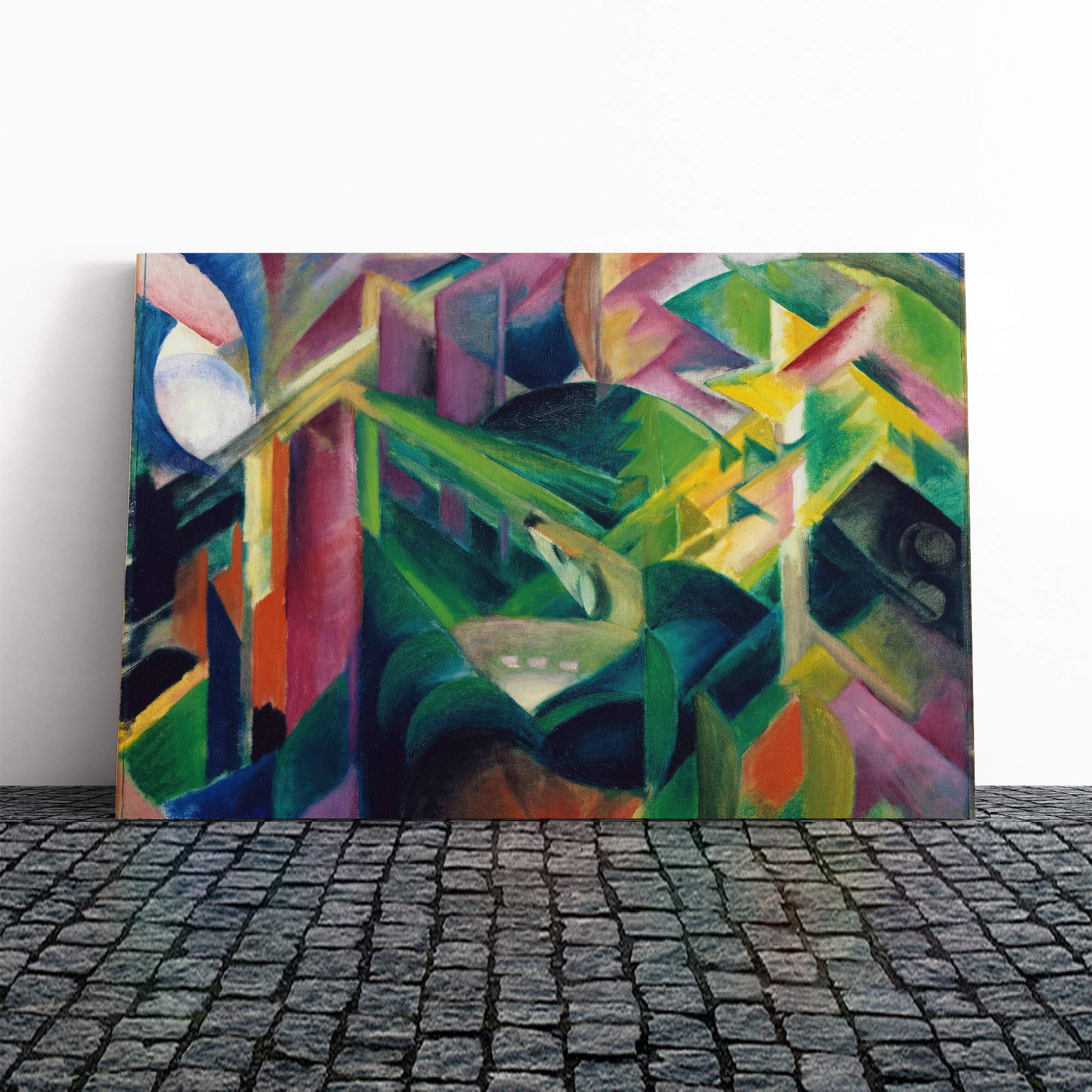Franz Marc Deer in a Garden Canvas Print | Gallery Wrapped 30mm Frame Wall Art | 20x14 inches | Ready to Hang | Modern Animals Picture | Living Room Bedroom Lounge Office
