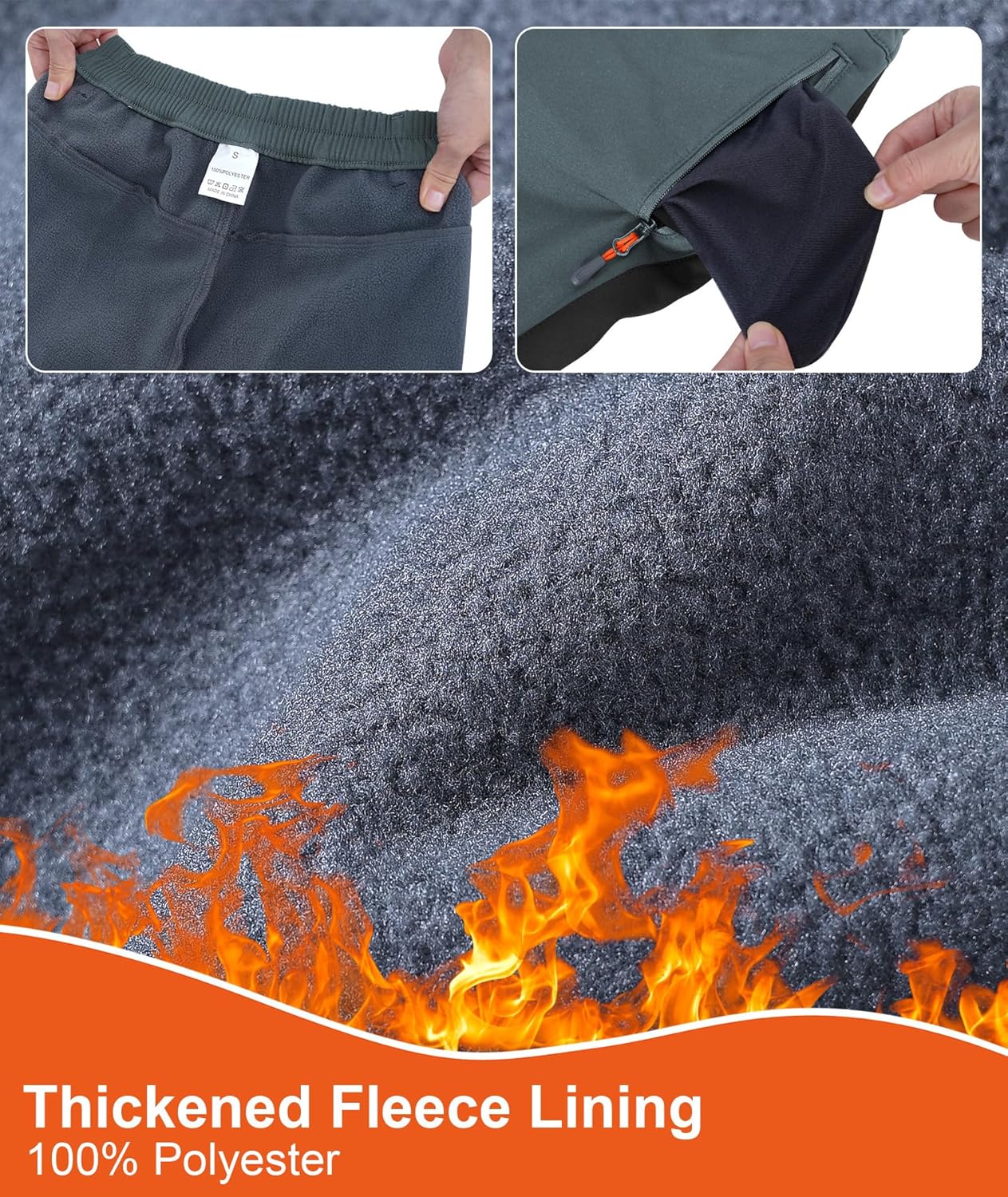 Boys Snow Pants Kids Fleece Lined Thermal Winter Hiking Pants Waterproof Softshell Elastic Waist Outdoor Cold Weather - Image 4