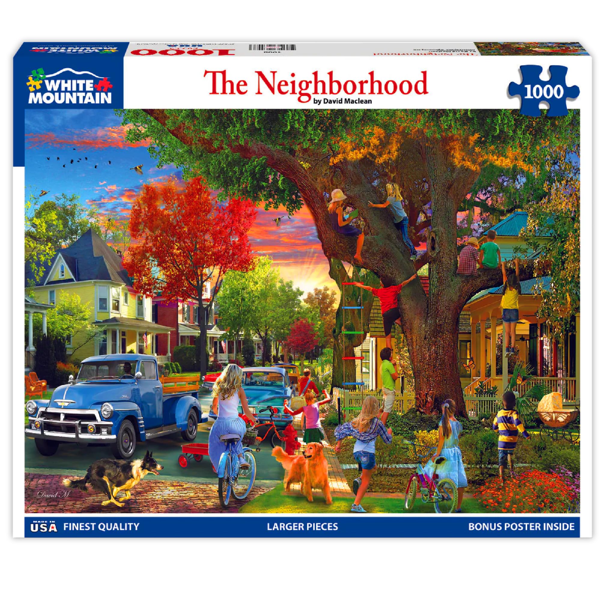 1000 Piece Jigsaw Puzzle Friendly Summer Night Puzzles with Large Pieces for Adults and Family 24"x30" - The Neighborhood