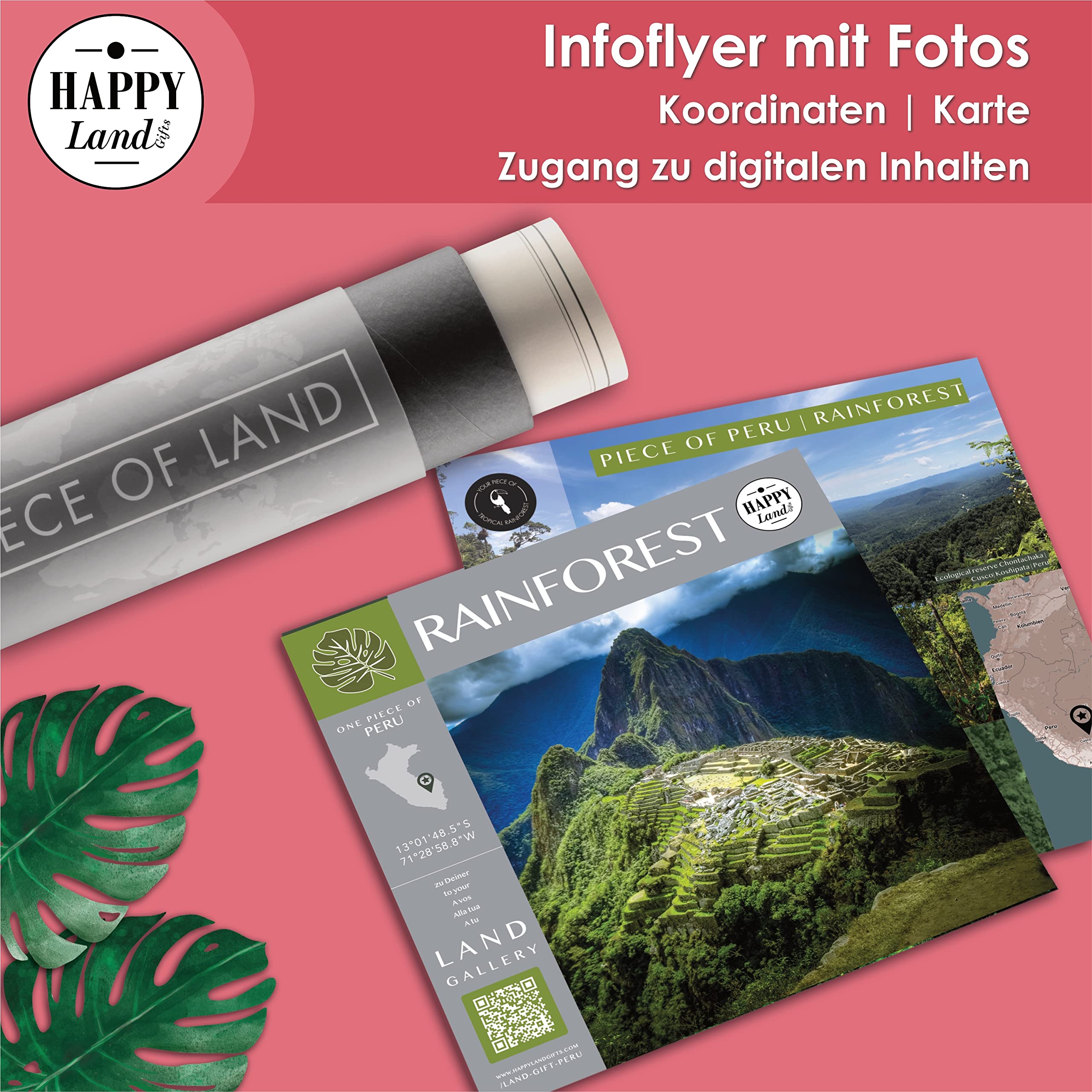 happylandgifts® 1m² echter Regenwald in Peru I Edle Besitzurkunde mit Wunschname zum selber eintragen I Geschenk für nachhaltige Männer und Frauen I Naturschutz I Nachhaltige Geschenke