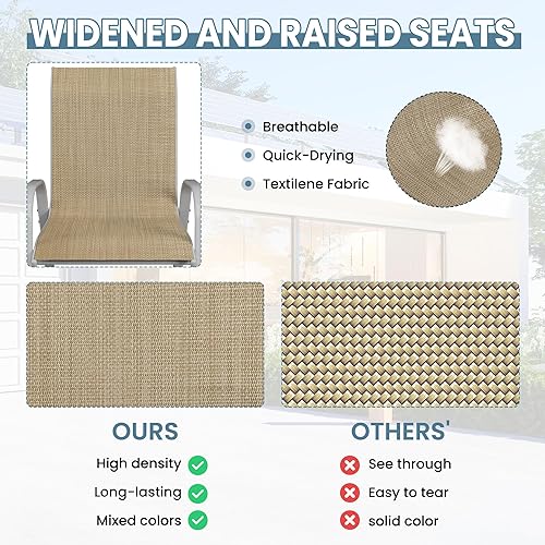 Miniatura 4 de Amopatio Juego de 6 sillas de patio, sillas de comedor apilables para todo tipo de clima, transpirables, cómodas, transpirables, muebles de jardín