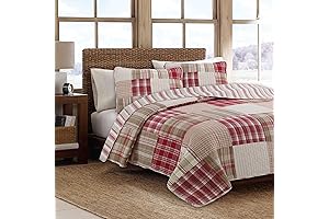 Cozy Line Home Fashions Red Plaid Quilt Set (King)