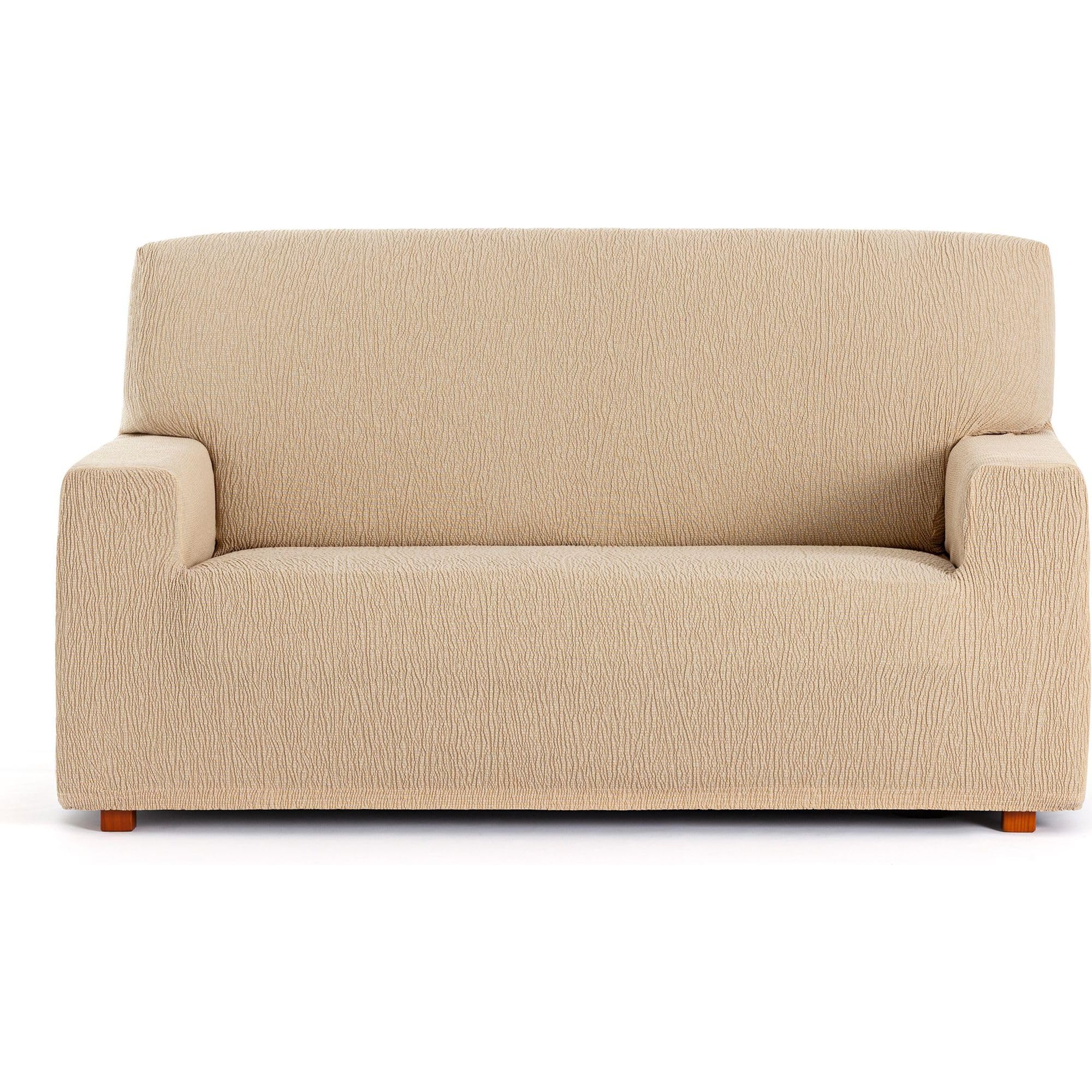 Housse de canapé 4 places universelle beige extensible et complète