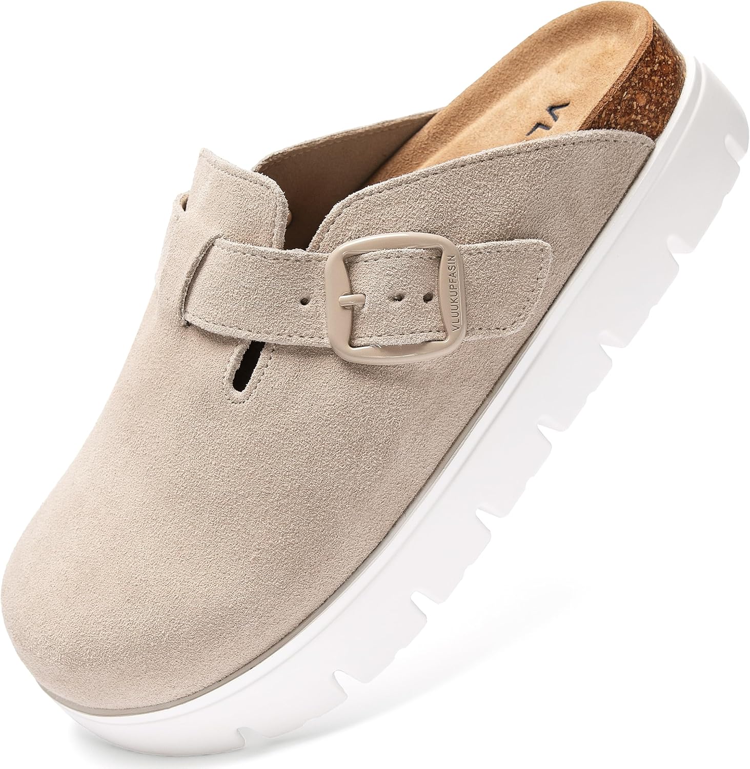 Genuine Suede Clogs for Women Platform Shoes,Leather Comfort Potato Shoes Chunky with Arch Support, Casual Trendy Shoes Mules for Women
