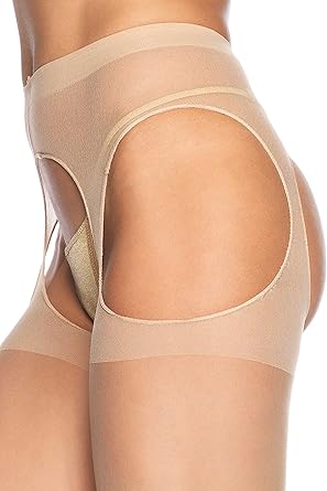 Leg Avenue Womens High Waist Sheer Suspender Pantyhose Stockings