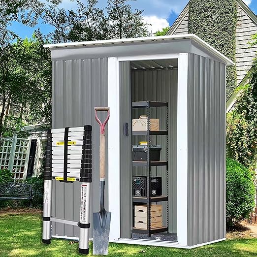 Outdoor Storage Shed with Sliding Door, 5x3 Metal Garden
