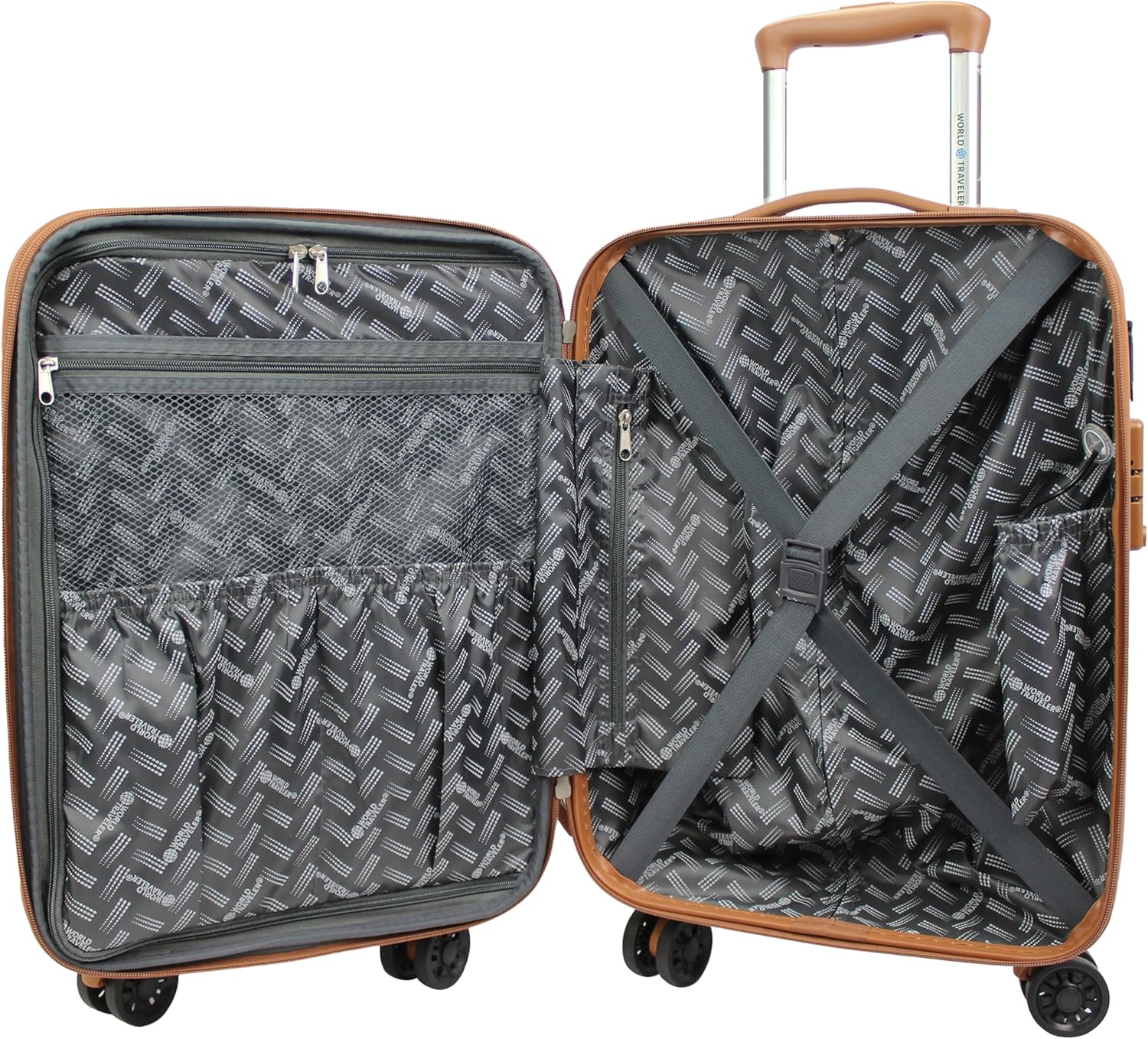 World Traveler Garland Lightweight Hardside 20-Inch Carry-On Expandable Spinner Luggage with TSA Lock & USB Port - Navy