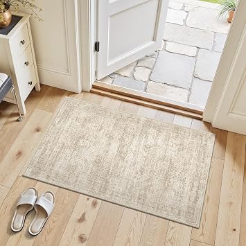 Soalmost 2x3 Washable Rugs for Kitchen, Entryway, Small Area Rug Beige