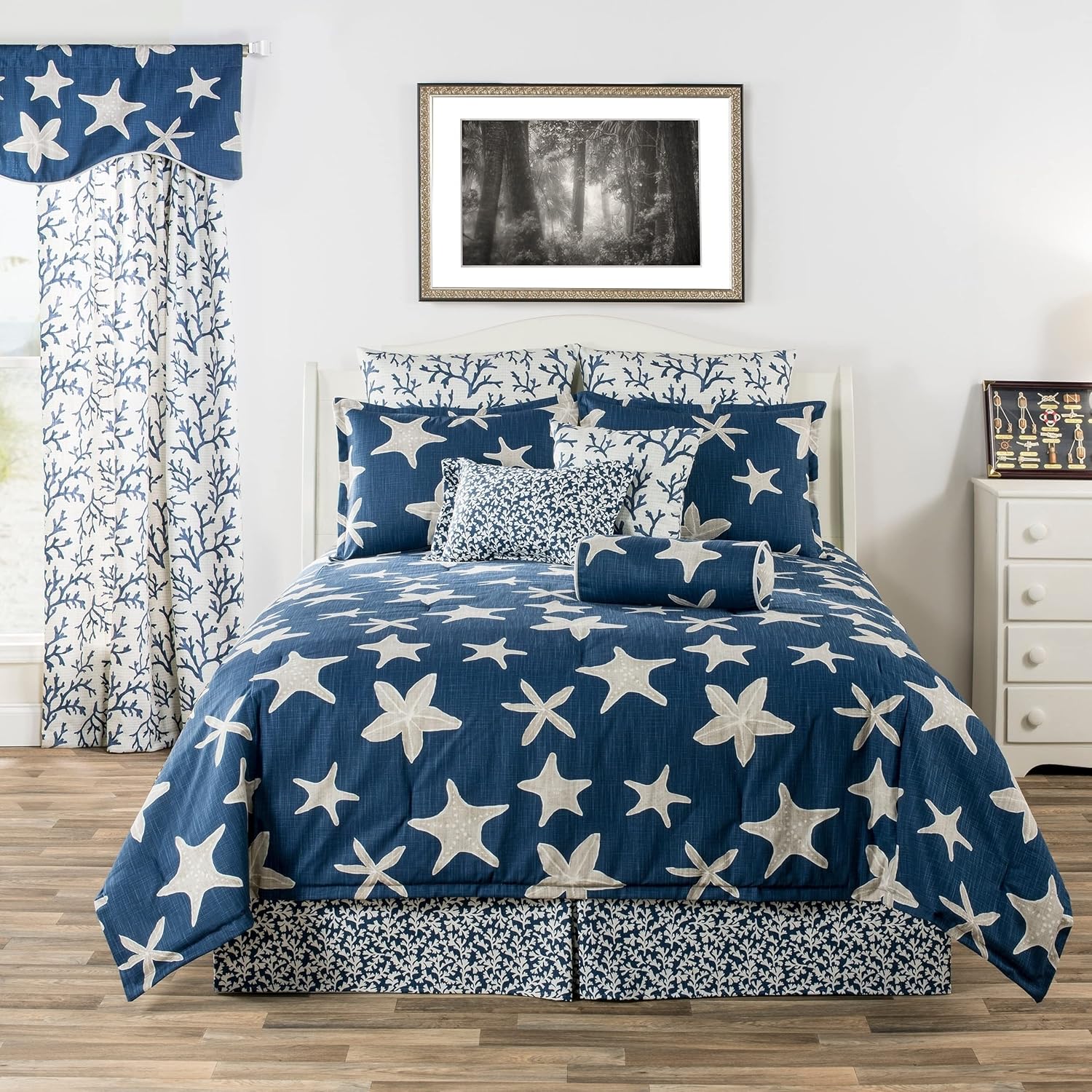 Unknown1 Palm Beach Tropical Starfish On Denim Daybed Set Blue Nature Tropical Cotton Made in USA