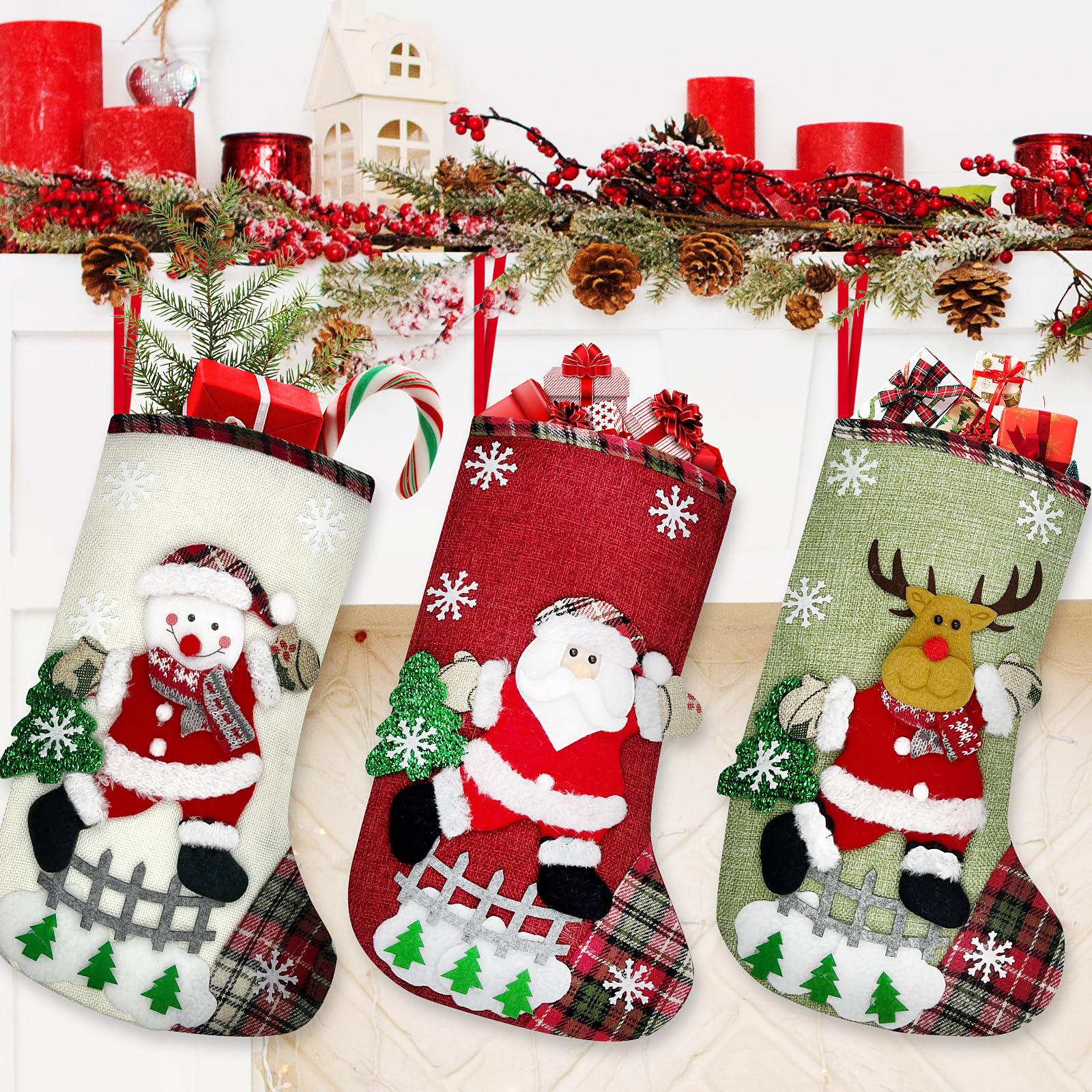 3er Set Weihnachtsstrümpfe Rosa - Mini Nikolausstiefel 17cm Zur Dekoration & Zum Befüllen