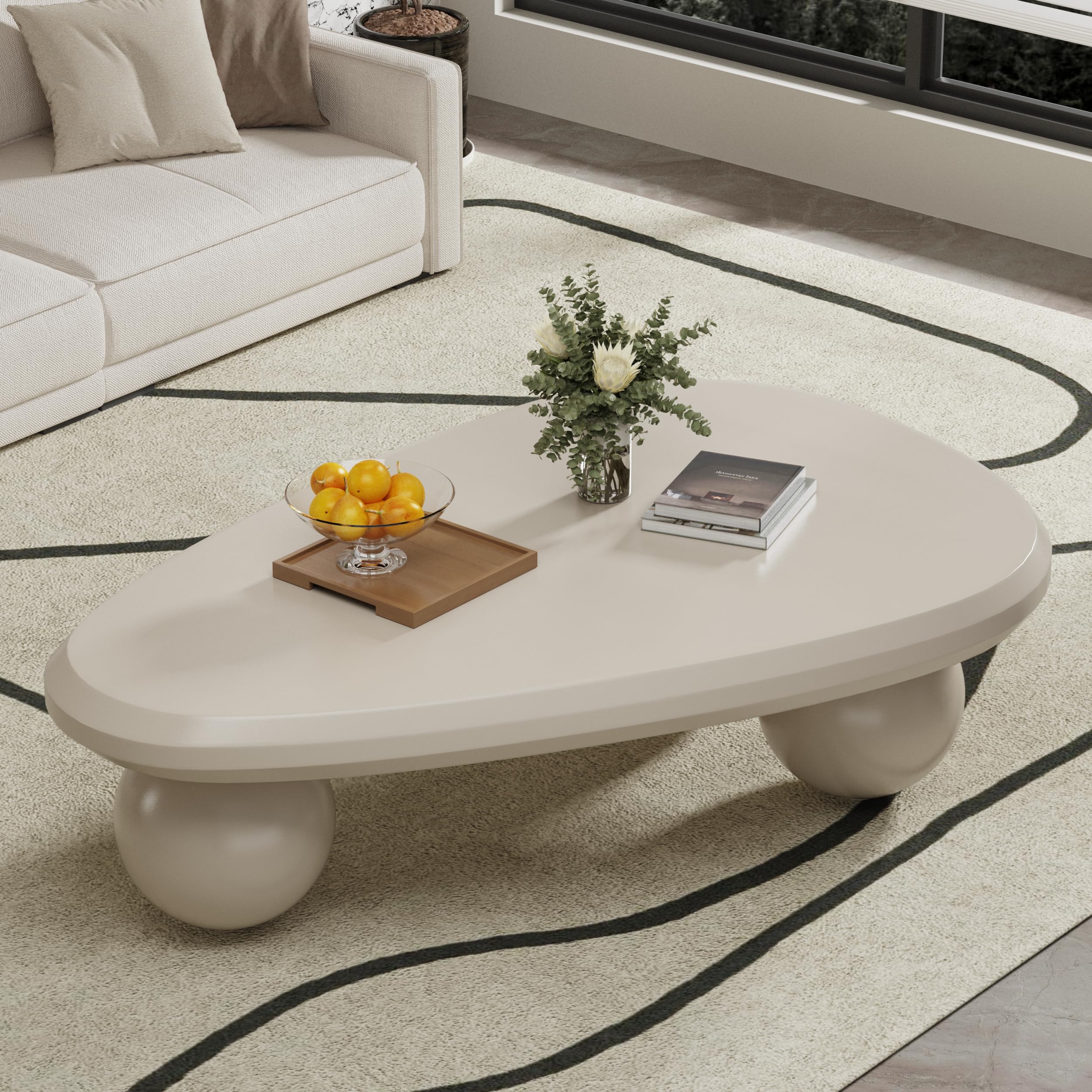 ZUOWENYG Water Drop Irregular Shape White Living Room Coffee Table
